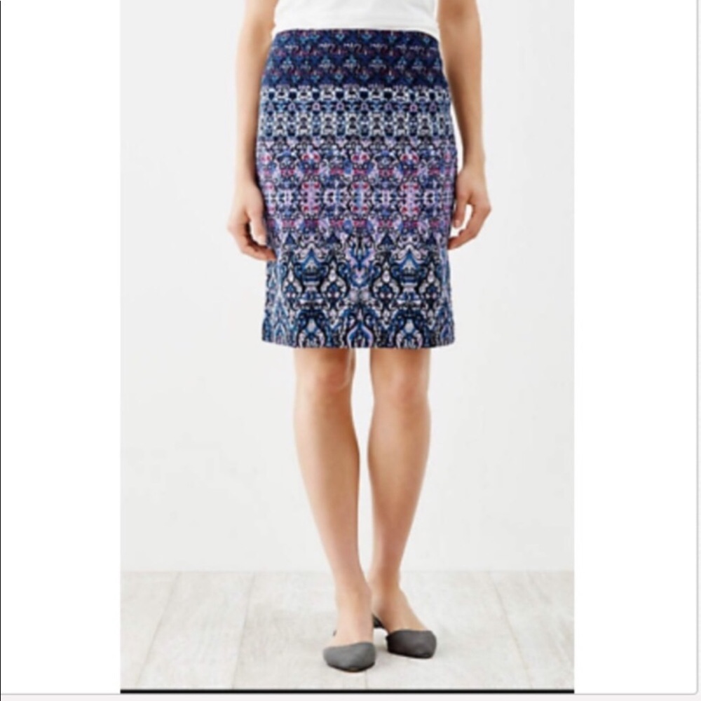 J Jill NWT Pencil Skirt Multi Pattern Blue Purple